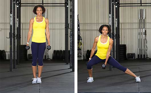 Alternating Lateral Lunge with Dumbbells - In Shape Athletic Club.